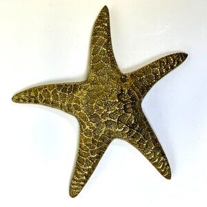 Large 10" Brass Starfish Sculpture VTG Nautical Paperweight MCM Wall Art Coastal